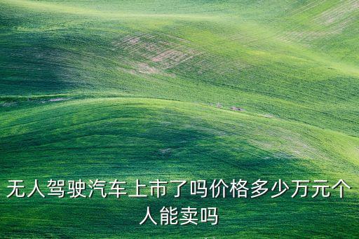 無人駕駛汽車上市了嗎價(jià)格多少萬元個(gè)人能賣嗎