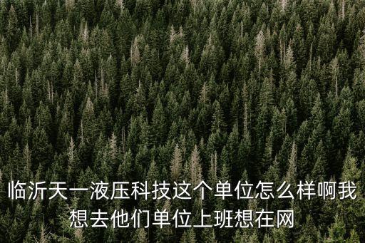 臨沂天一液壓科技這個單位怎么樣啊我想去他們單位上班想在網(wǎng)