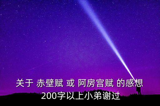 關(guān)于 赤壁賦 或 阿房宮賦 的感想 200字以上小弟謝過