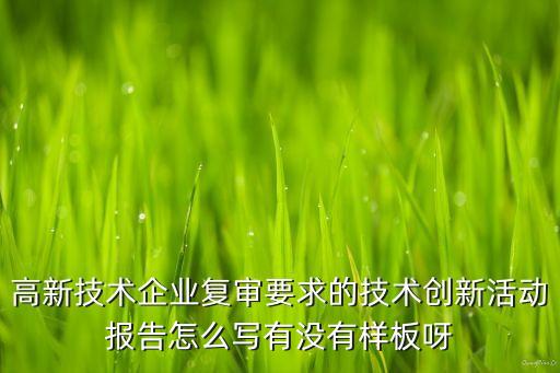 高新技術企業(yè)復審要求的技術創(chuàng)新活動報告怎么寫有沒有樣板呀