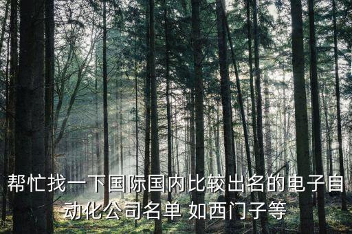 幫忙找一下國際國內(nèi)比較出名的電子自動(dòng)化公司名單 如西門子等
