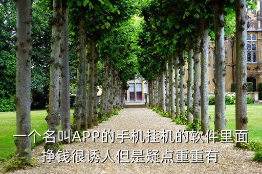 一個名叫APP的手機掛機的軟件里面掙錢很誘人但是疑點重重有