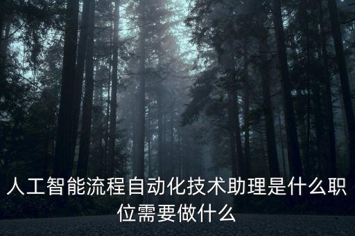 人工智能流程自動(dòng)化技術(shù)助理是什么職位需要做什么