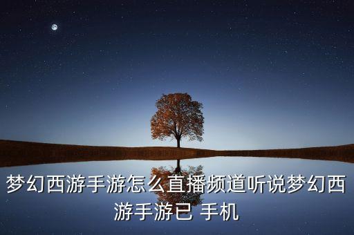 夢(mèng)幻西游手游怎么直播頻道聽(tīng)說(shuō)夢(mèng)幻西游手游已 手機(jī)