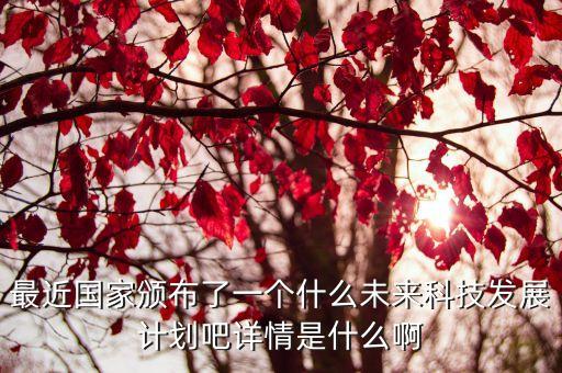 最近國(guó)家頒布了一個(gè)什么未來(lái)科技發(fā)展計(jì)劃吧詳情是什么啊