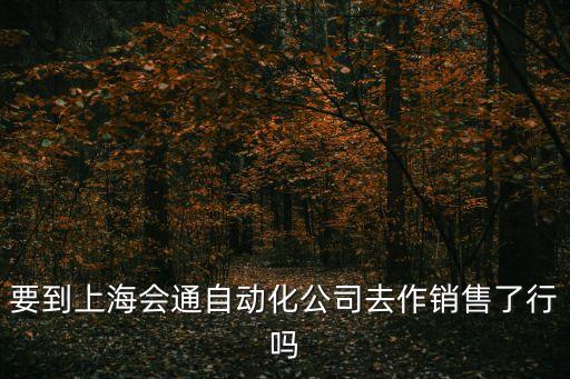上海會(huì)通自動(dòng)化科技，要到上海會(huì)通自動(dòng)化公司去作銷售了行嗎