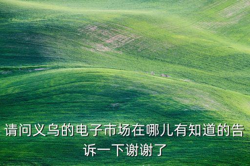 義烏電子產(chǎn)品批發(fā)市場哪里最大，義烏電子市場在那里