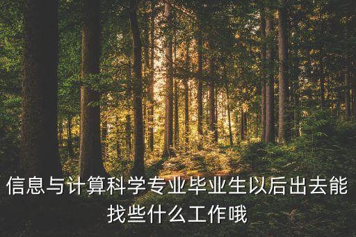 信息與計算科學招聘，信息與計算科學的大學生畢業(yè)后可以應聘什么樣的工作用人單位需要