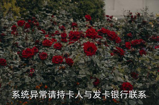 系統(tǒng)異常請持卡人與發(fā)卡銀行聯(lián)系