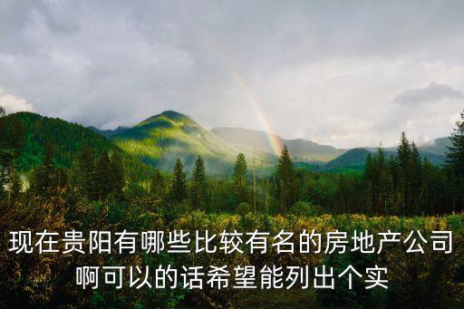 貴陽(yáng)公司排行榜，現(xiàn)在貴陽(yáng)有哪些比較有名的房地產(chǎn)公司啊可以的話希望能列出個(gè)實(shí)