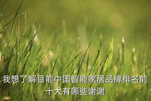 我想了解目前中國智能家居品牌排名前十大有哪些謝謝