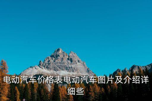 電動汽車價格表電動汽車圖片及介紹詳細(xì)些