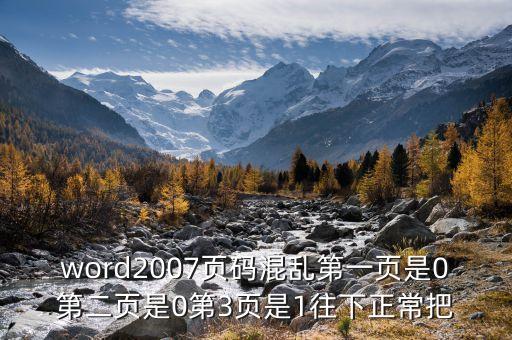 word2007頁碼混亂第一頁是0第二頁是0第3頁是1往下正常把
