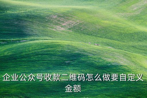 企業(yè)公眾號(hào)收款二維碼怎么做要自定義金額
