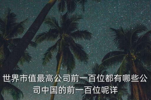 世界市值最高公司前一百位都有哪些公司中國的前一百位呢詳