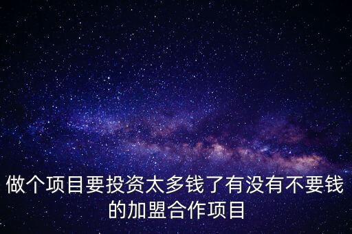 加盟合作，做個(gè)項(xiàng)目要投資太多錢了有沒有不要錢的加盟合作項(xiàng)目
