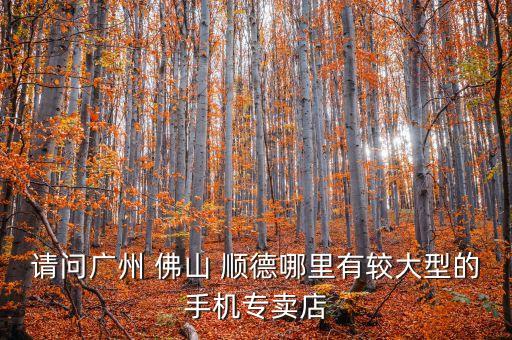 請問廣州 佛山 順德哪里有較大型的手機專賣店