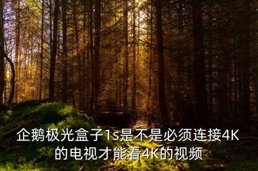 企鵝極光盒子1s是不是必須連接4K的電視才能看4K的視頻
