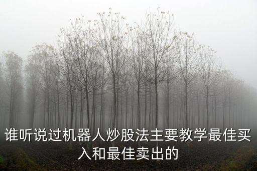 誰(shuí)聽(tīng)說(shuō)過(guò)機(jī)器人炒股法主要教學(xué)最佳買入和最佳賣出的