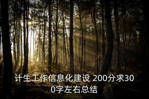 單位信息化建設(shè)工作總結(jié)，計生工作信息化建設(shè) 200分求300字左右總結(jié)
