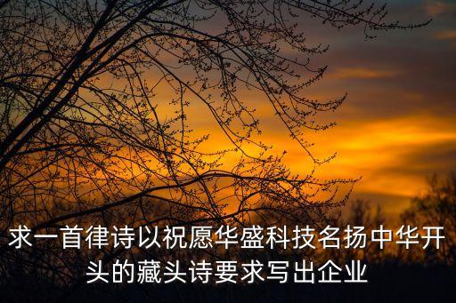 求一首律詩以祝愿華盛科技名揚中華開頭的藏頭詩要求寫出企業(yè)