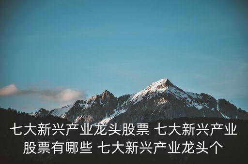 七大新興產(chǎn)業(yè)龍頭股票 七大新興產(chǎn)業(yè)股票有哪些 七大新興產(chǎn)業(yè)龍頭個(gè)