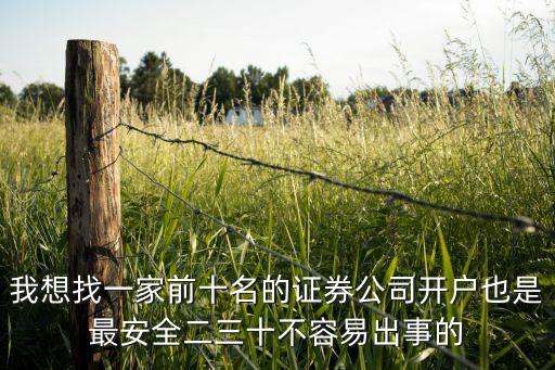 我想找一家前十名的證券公司開戶也是最安全二三十不容易出事的