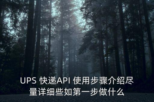 UPS 快遞API 使用步驟介紹盡量詳細(xì)些如第一步做什么