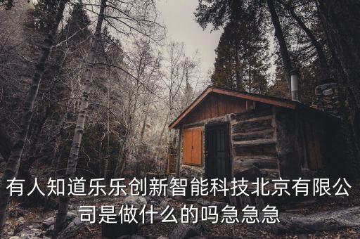 有人知道樂樂創(chuàng)新智能科技北京有限公司是做什么的嗎急急急