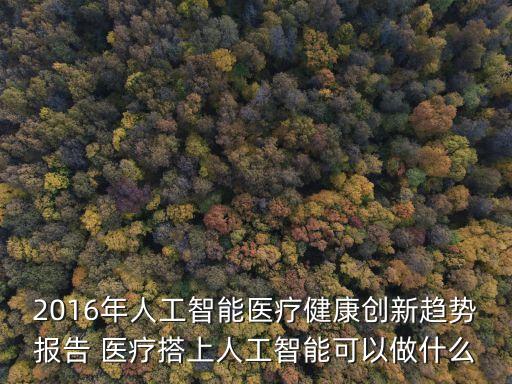 2016年人工智能醫(yī)療健康創(chuàng)新趨勢(shì)報(bào)告 醫(yī)療搭上人工智能可以做什么
