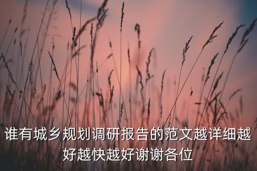 誰有城鄉(xiāng)規(guī)劃調(diào)研報(bào)告的范文越詳細(xì)越好越快越好謝謝各位