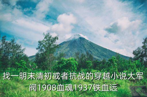 找一明末清初或者抗戰(zhàn)的穿越小說大軍閥1908血魂1937鐵血遠