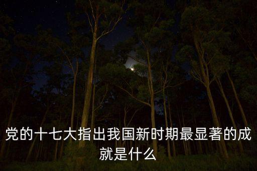 黨的十七大指出我國新時期最顯著的成就是什么