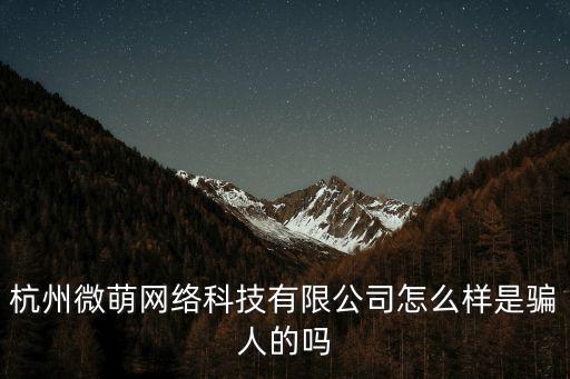 杭州微萌網(wǎng)絡(luò)科技有限公司怎么樣是騙人的嗎