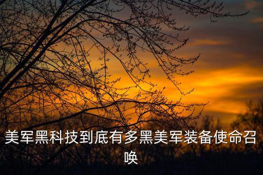 美軍黑科技到底有多黑美軍裝備使命召喚