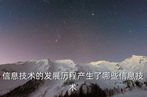 信息技術(shù)的發(fā)展歷程產(chǎn)生了哪些信息技術(shù)