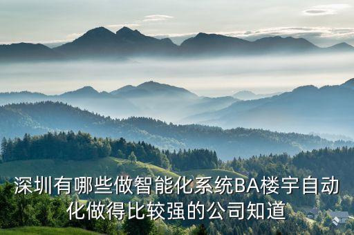 深圳有哪些做智能化系統(tǒng)BA樓宇自動化做得比較強的公司知道