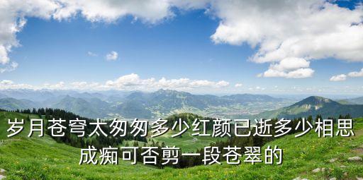 歲月蒼穹太匆匆多少紅顏已逝多少相思成癡可否剪一段蒼翠的