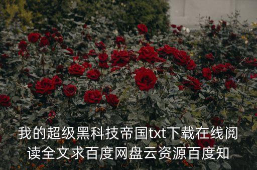 我的超級(jí)黑科技帝國txt下載在線閱讀全文求百度網(wǎng)盤云資源百度知