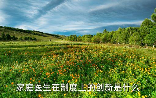 家庭醫(yī)生在制度上的創(chuàng)新是什么