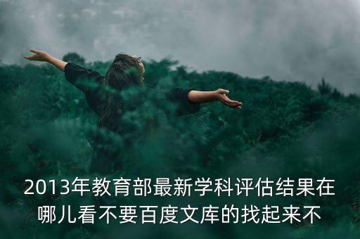 2013年教育部最新學(xué)科評(píng)估結(jié)果在哪兒看不要百度文庫的找起來不