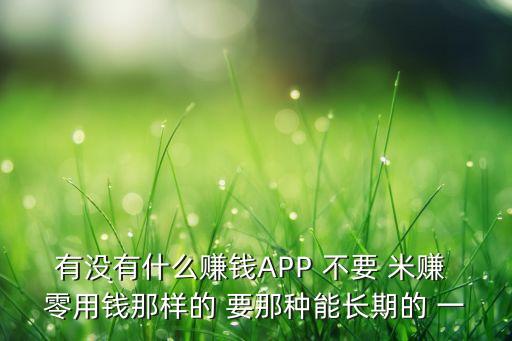 有沒(méi)有什么賺錢APP 不要 米賺 零用錢那樣的 要那種能長(zhǎng)期的 一