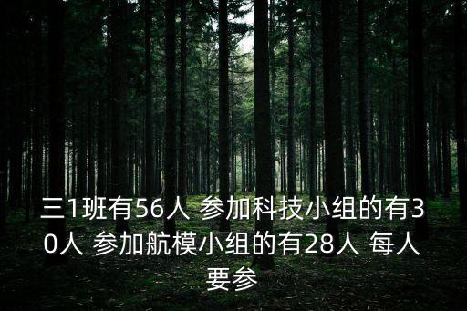 三1班有56人 參加科技小組的有30人 參加航模小組的有28人 每人要參