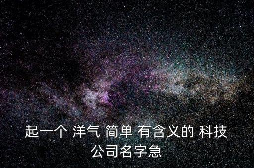 有意義的科技公司名字，起一個 洋氣 簡單 有含義的 科技公司名字急
