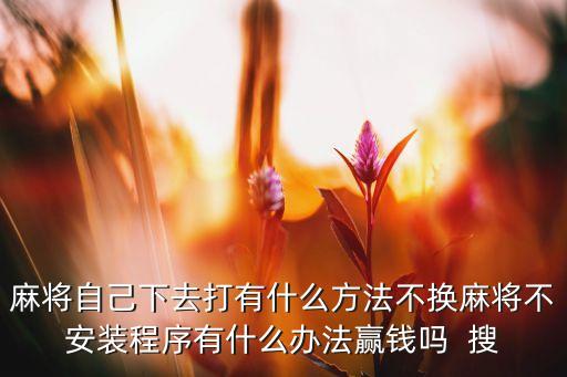 麻將自己下去打有什么方法不換麻將不安裝程序有什么辦法贏錢嗎  搜