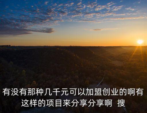 有沒(méi)有那種幾千元可以加盟創(chuàng)業(yè)的啊有這樣的項(xiàng)目來(lái)分享分享啊  搜