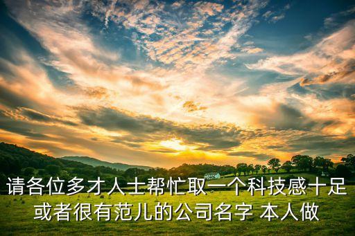 請(qǐng)各位多才人士幫忙取一個(gè)科技感十足或者很有范兒的公司名字 本人做