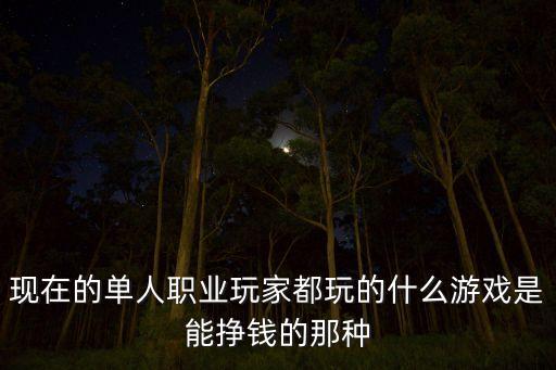 黑科技賺錢游戲，現(xiàn)在的單人職業(yè)玩家都玩的什么游戲是能掙錢的那種