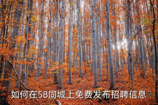 如何在58同城上免費發(fā)布招聘信息