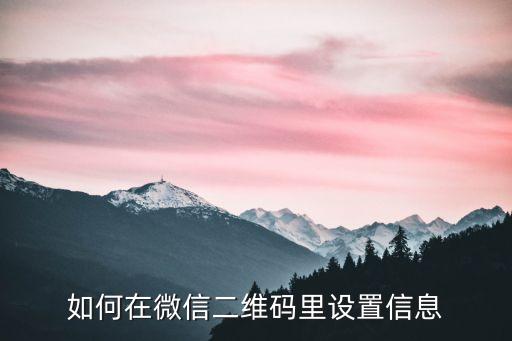 如何在微信二維碼里設(shè)置信息